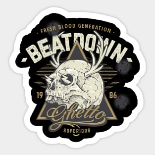 Halloween Skeleton Skull - Beat Down Sticker